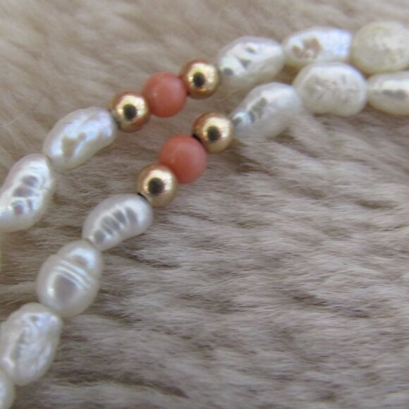 Vintage Imperial World, Inc freshwater pearl & coral necklace - Picture 5 of 7